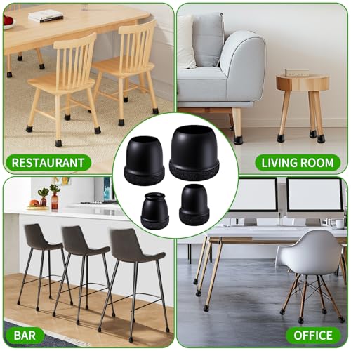 24 Pcs Small Chair Leg Floor Protectors, Chair Leg Protectors for Hardwood Floors, Silicone Chair Leg Caps Covers, Round Felt Furniture Pad Protect Floor from Scratches & Noise(Black, Fit 0.55"-0.75") by GAGUIUP - Image 8