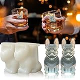 Siuper 3D French Bulldog Ice Cube Molds Tray Silicone for Whiskey, Cocktail, Coffee Juice Drink; Fun Animal Shape, Christmas Gifts for Bulldog Lovers, Women, Kids; Chocolate Epoxy Resin Molds 2 Pack