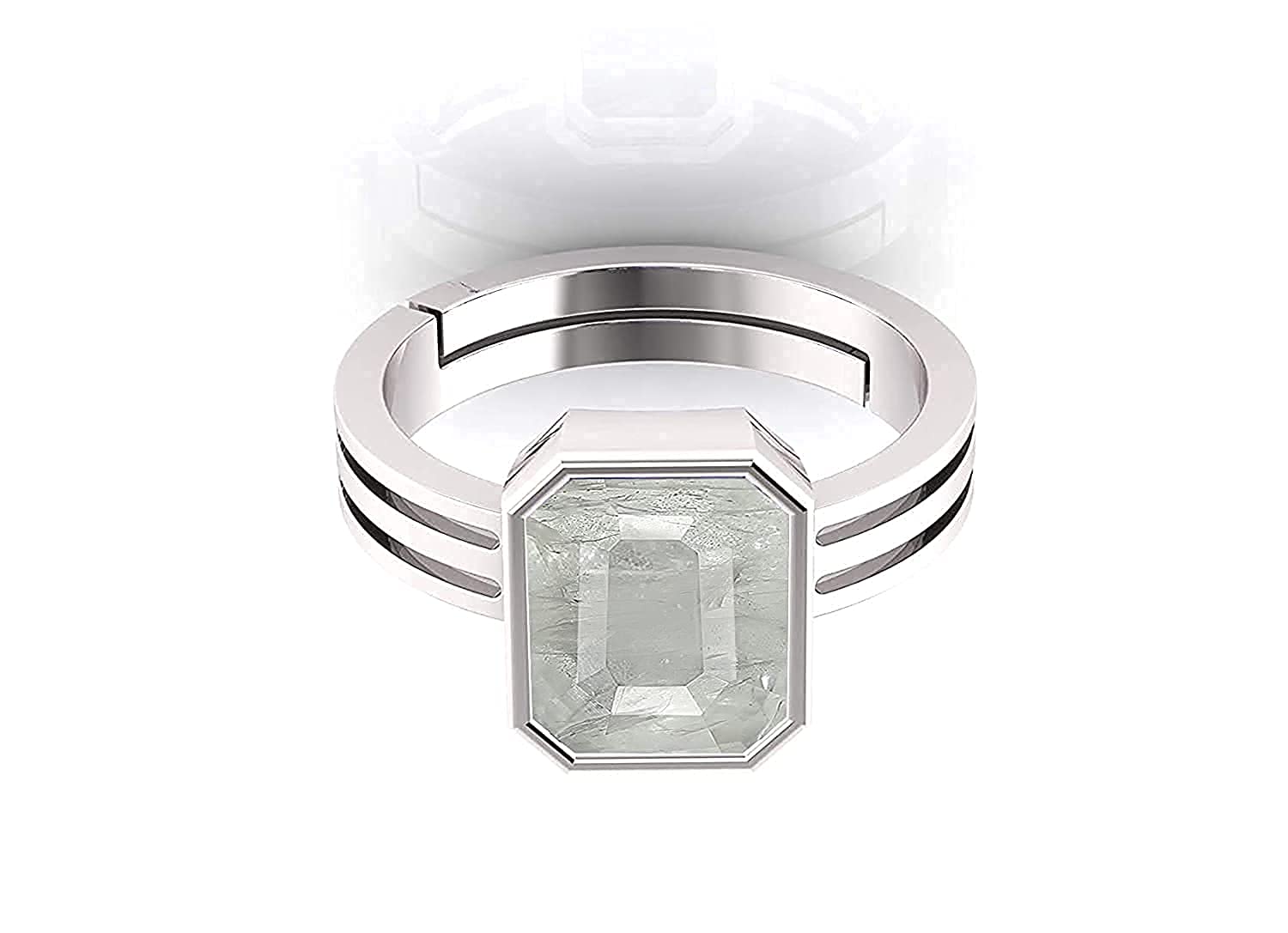 Anello in argento da 7,25 ratti/6,65 carati, con zaffiro bianco naturale, certificato Pukhraj, anello adjaistaible con pietra portafortuna preziosa, placcata argento, zaffiro bianco, Placcato