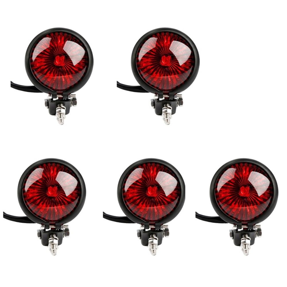 Luz trasera de freno 12V con 5 luces LED rojas y carcasa negra regulable para moto Chopper 7