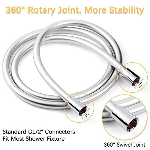 LEEFE PVC Smooth Shower Hose Flexible Anti-Kink Handheld Shower Head Hose with Brass Connections 2M / 78.7 Inch - Image 3