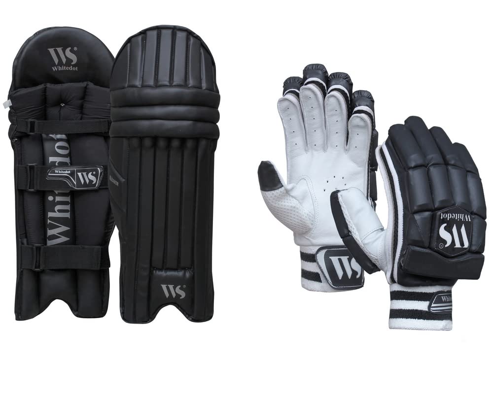 WHITEDOT SPORTS Combo Eleanor Black Cricket Batting and Batting Gloves, Suitable for Youth/Medium, Left Hand | Perfect for Men/Large Left-Handed Players, Comfort for Professional Play, Lightweight | (B0B3XX4T59) Amazon Price History, Amazon Price Tracker