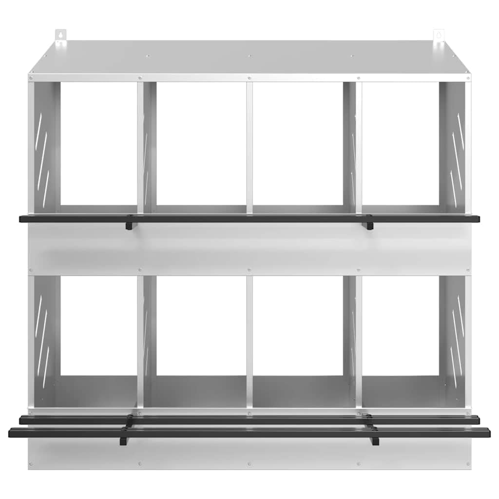 vidaXL Nido para Gallinas con 8 Compartimentos Plateado Galvanizado - Caja para Gallinas Ponedoras