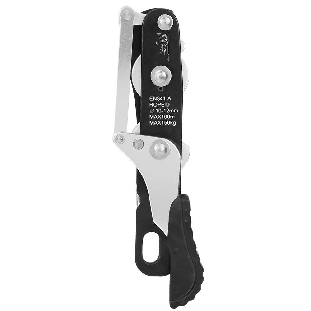 Demeras Descendeur d'escalade Freinage Automatique Double Stop Rappelling Belay pour Cordes 10-12mm Charge Maximale 150KG