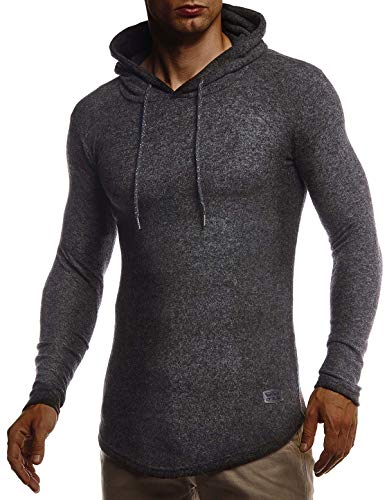 Leif Nelson LN8145 Men's Light Hooded Sweatshirt; Size L, Black