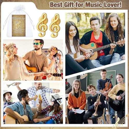 Image of Yinkin Music Note Lapel Pin Bulk Musical Class Teacher Appreciation Gift Treble Clef Brooch with Card and Organza Bag for Back to School Vbs Music Lover Student Choir Band Orchestra