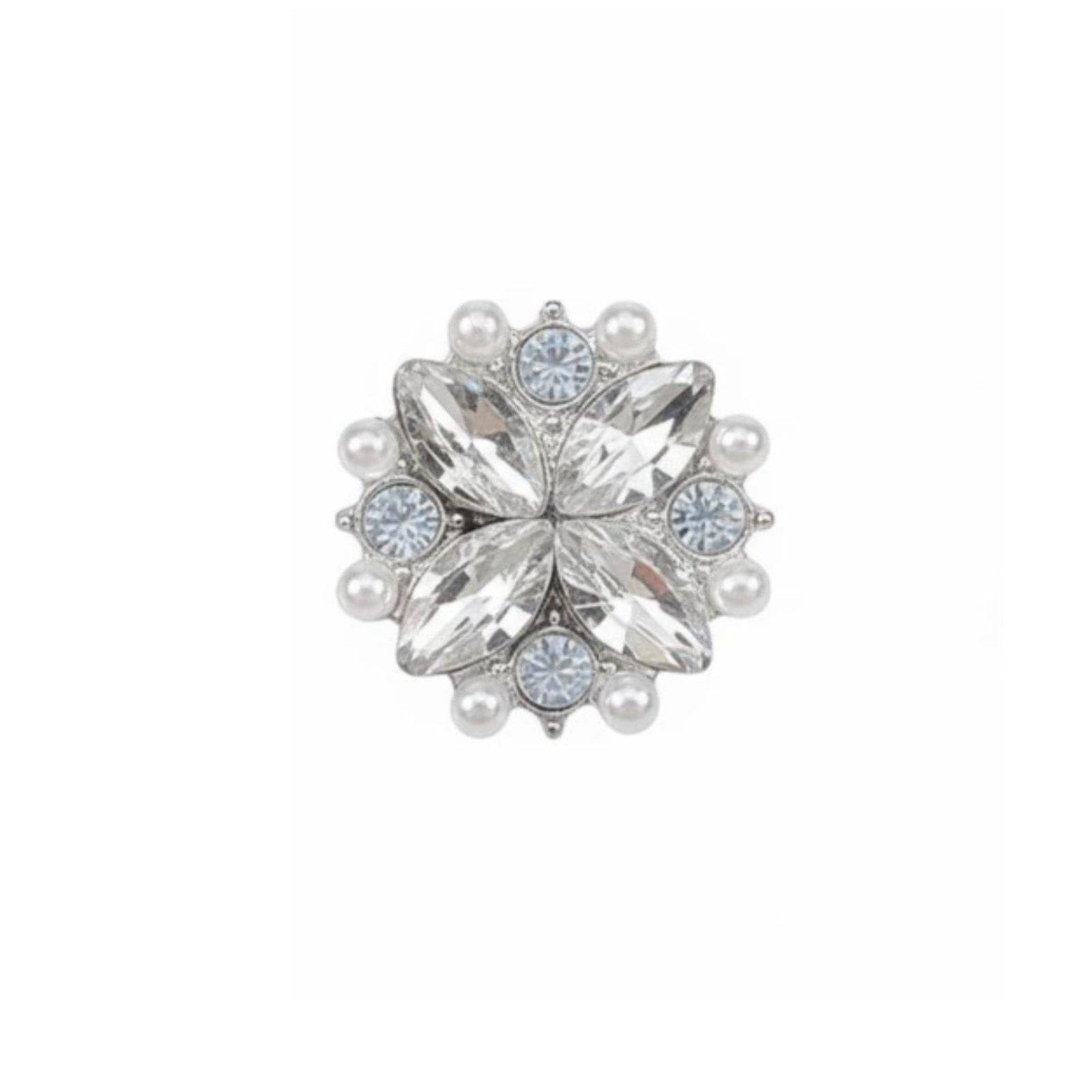Pearl Embellished Button Sparkling Rhinestones Pearl Rhinestone Buttons Elegant Design Glass Diamond Button for Crafters, Garment Embellishment Ka7147-5 Silv Pearl-image-19