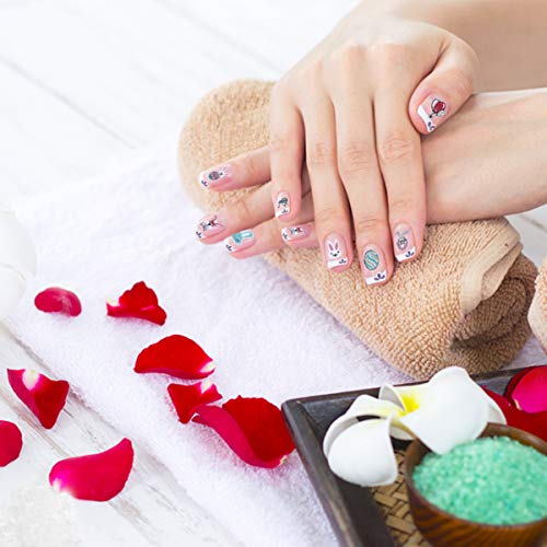 Minkissy osterhasen nagelaufkleber, 20 blätter osterhühnerei nail art aufkleber glitter kaninchen tipps falsche… – Bild 5