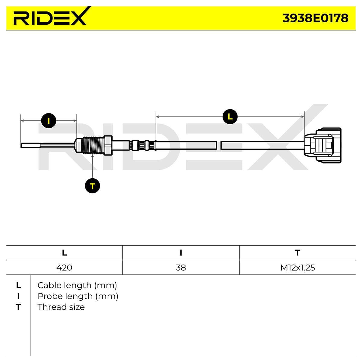 RIDEX 3938E0178 Palpeur de température des gaz électrique