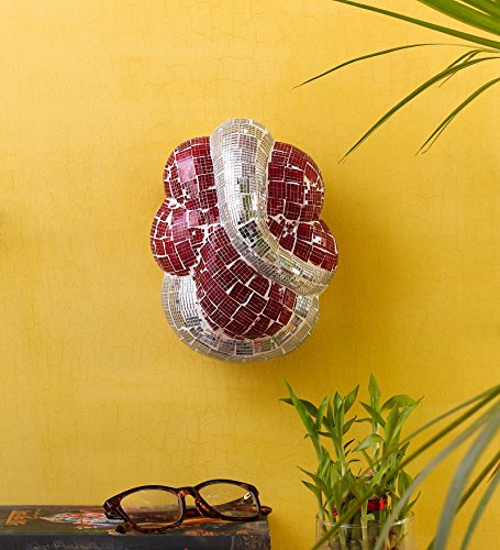 Image of Glamour Glint Ganpati Mosaic Mounted Wall Light Lamp - Pink & Silver Edition, Metal & glass | For Home, Hall, Living Room, Bedroom, Hotel, Office Decor | Ideal for Pooja Room & Mandir | Modern