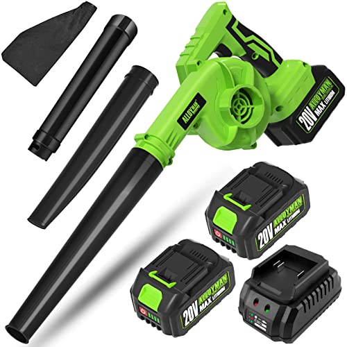 Alloyman Leaf Blower, 20V Cordless Leaf Blower, with 2 X 4.0Ah Battery & Charger, 2-in-1 Electric Leaf Blower & Vacuum for Yard Cleaning/Snow Blowing. Alloyman Leaf Blower, 20V Cordless Leaf Blower, with 2 X 4.0Ah Battery & Charger, 2-in-1 Electric Leaf Blower & Vacuum for Yard Cleaning/Snow Blowing.