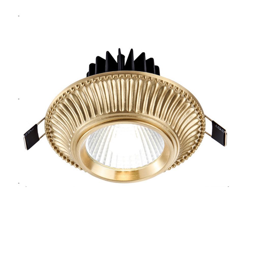 JKJZSALJ 4.5 Inch Round Brushed Brass Luminaire,Led Recessed Light Fixtures,Dimmable Adjustable Gimbal Retrofit Spotlight,7W Ceiling Lighting,Cri 90+,3Cct 3000K/4000K/6000K,Brass