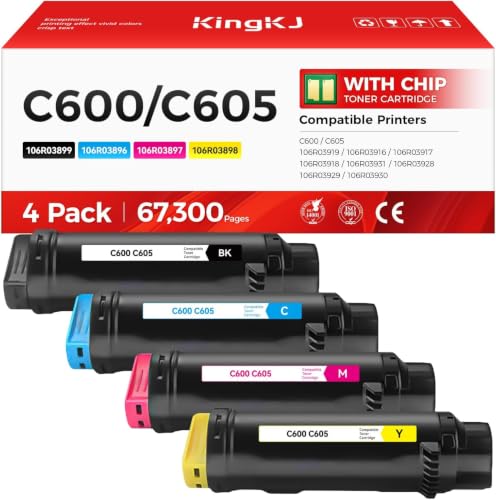 Image of VersaLink C600 C605 Toner Cartridge 4-Pack Extra High Capacity Replacement for Xerox 106R03919 106R03916 106R03917 106R03918 Compatible with Xerox VersaLink C600 C605 Printer Black Cyan Magenta Yellow