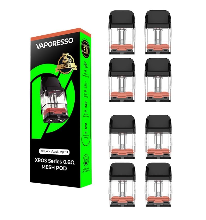 Vaporesso XROS Series Compatible COREX 3.0 Pods Cartridge for XROS 5 / 5 MINI/XROS 2 / XROS 3 / XROS Nano / XROS Pro / XROS Cube / XROS 4 Assorted 3ml (Vape Band Set) (8 Pcs/0.6Ω/2 Box)