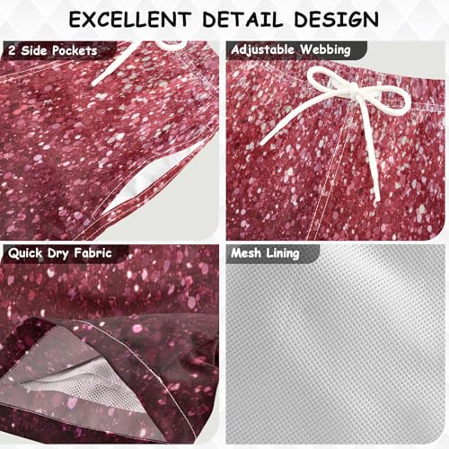 Boccsty Strawberry Red Rose Pink Glitter Boys Swim Trunks Baby Kids Swimwear Summer Toddler Beach Board Shorts 2T3