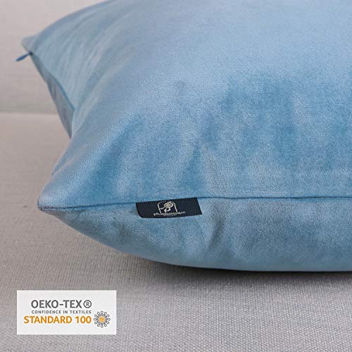 Phantoscope Pack of 2 Velvet Decorative Throw Decorative Pillow Cover Soft Solid Square Cushion Case for Couch Blue 20 x 20 inches 50 x 50 cm