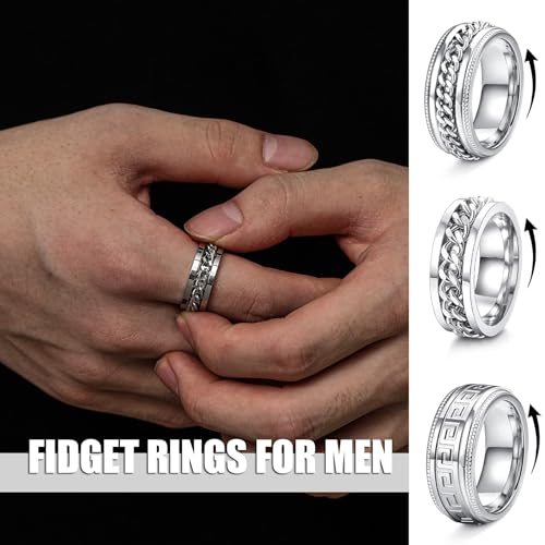 EIELO 12pcs Stainless Steel Band Rings - Silver, Modern, Wedding & Everyday Occasion - No Gemstones, Unisex, Size 7-142