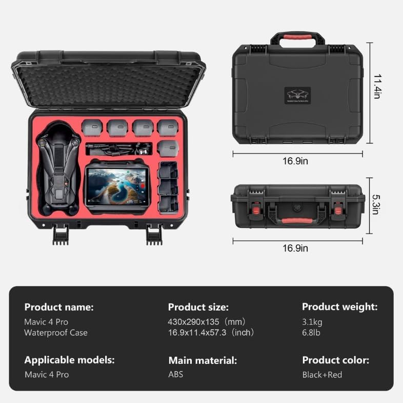 Mavic 4 Pro Hard Case Compatible with DJI Mavic 4 Pro,Waterproof Pressure Resistant Carrying Case,Compatible DJI RC2/RC Pro2 Controller (With Shoulder Strap) - Image 5