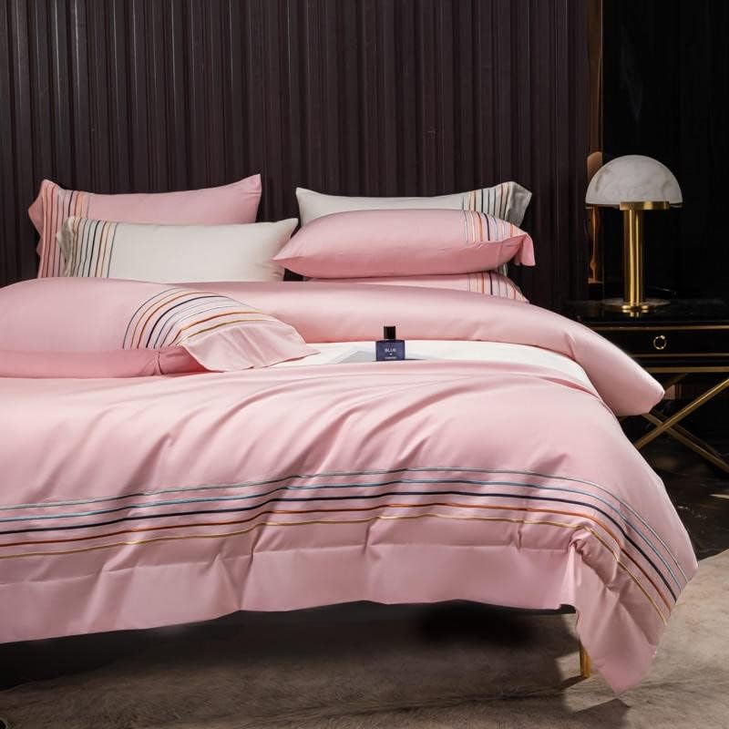 Miniatura 2 de XDSDDS Gyptian Cotton Stripe Embroidery Hotel Duvet Cover Set Bed Sheet Pillowcases Twin Double Queen King Size Color  Black-JoJos Bizarre