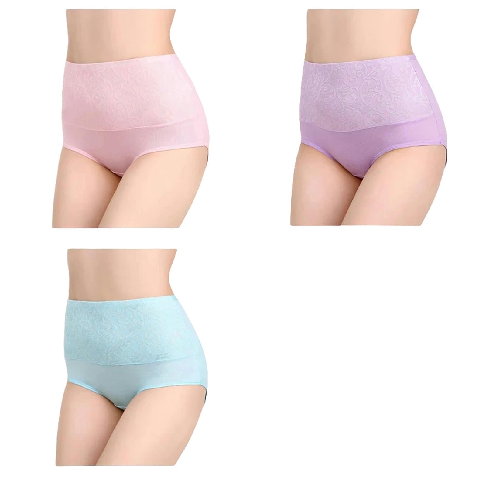 Mutande Donna Cotone Brief di Recupero Postpartum di Biancheria Intima Femminile per Mutandine Ad Alta Vita per Donne per Donne Permanenti Sexy Plus Size 3pcs-nk81-pk-bl-lav-4xl