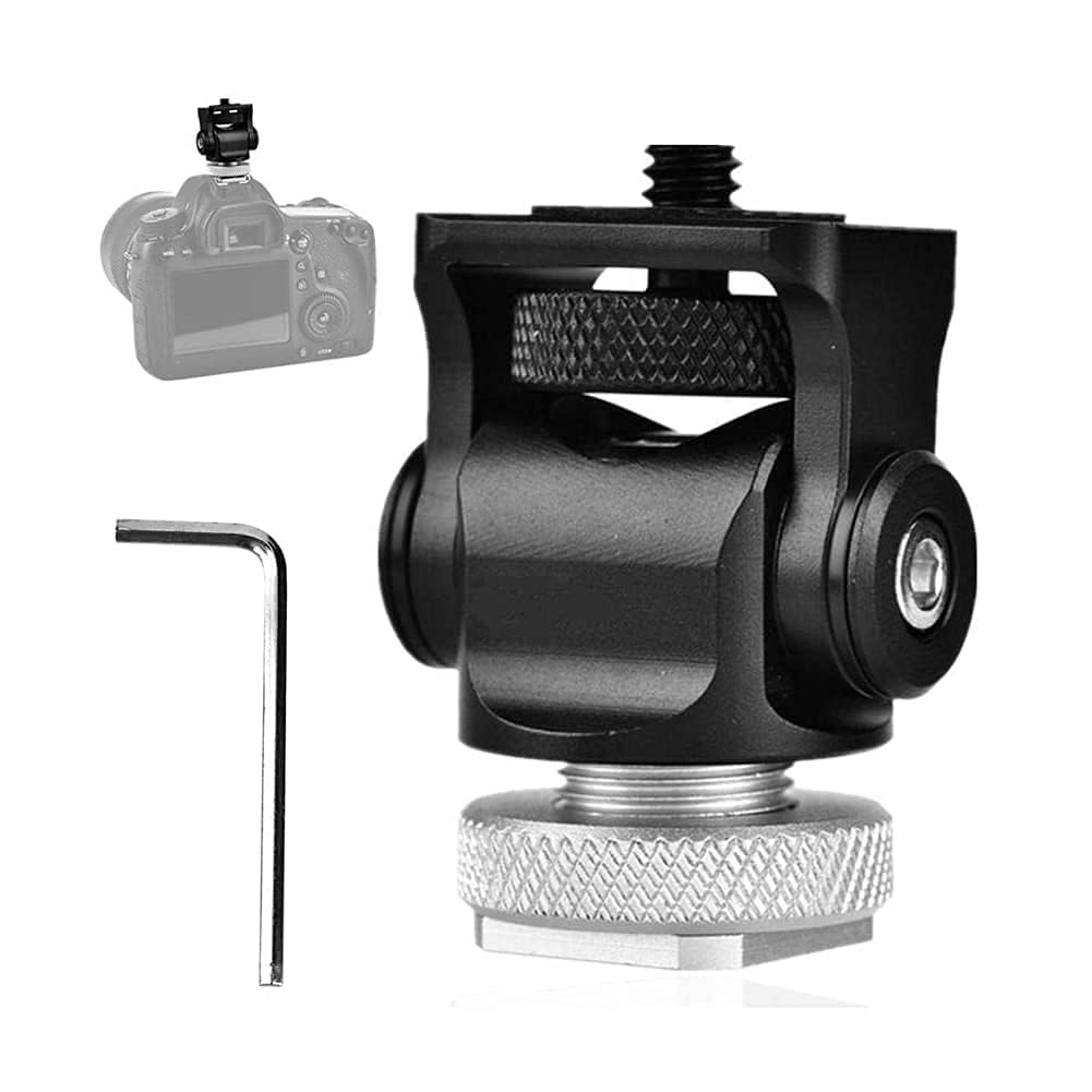 Khazna Field Monitor Mount, Adjustable Camera Monitor Holder Mount with Hot Cold Shoe Adapter Tilt 180 Degree Swivel 360 Degree for 5" and 7" LCD Field Monitor