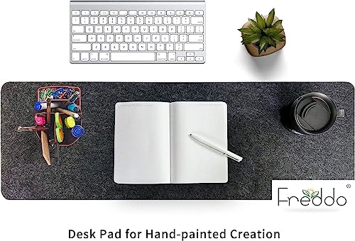 Image of FREDDO Felt Desk Mat Pad for Desktop Laptop Keyboard Gaming Mouse Pad for Home and Office (26 x 12 inch) Black Color, Pack of 1 Piece