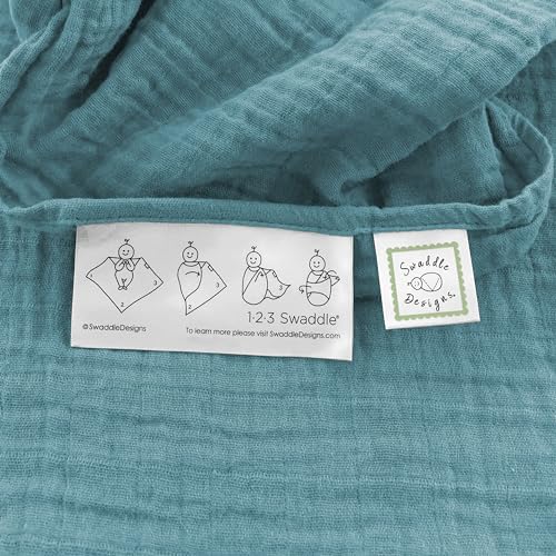 Image of SwaddleDesigns Cotton Muslin Swaddle Blanket, Receiving Blanket for Baby Boys & Girls, Best Registry Gift, 46x46 inches, Teal