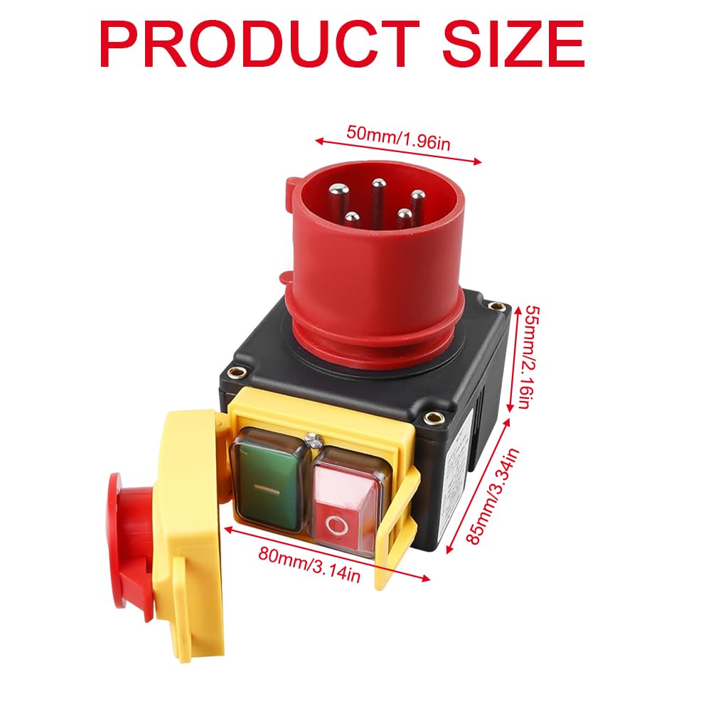 Interruttore Impermeabile 400v, Interruttore di Arresto di Emergenza Trifase con Spina CEE, 400v Interruttore Impermeabile con Spina CEE, Compatibile con KEDU KOA7