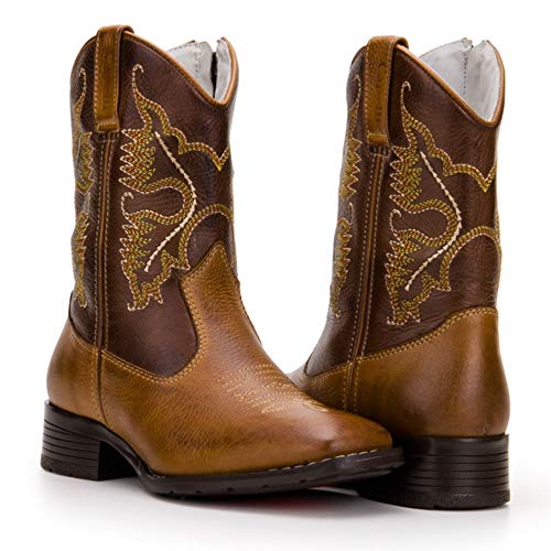 Bota Texana Infantil Couro Com Bordado