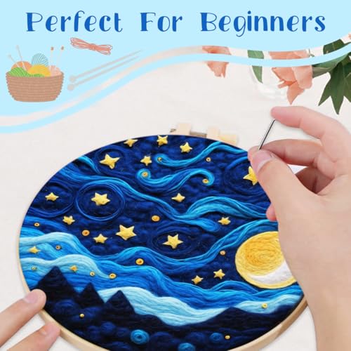 Image of PATPAT Eedle Felt Starter Set, Includes Wool Bag, Felting Needles, Foam Pad, Felt Cloth & Instructions, Pastoral Style Kit For Home Decoration.,Multicolor