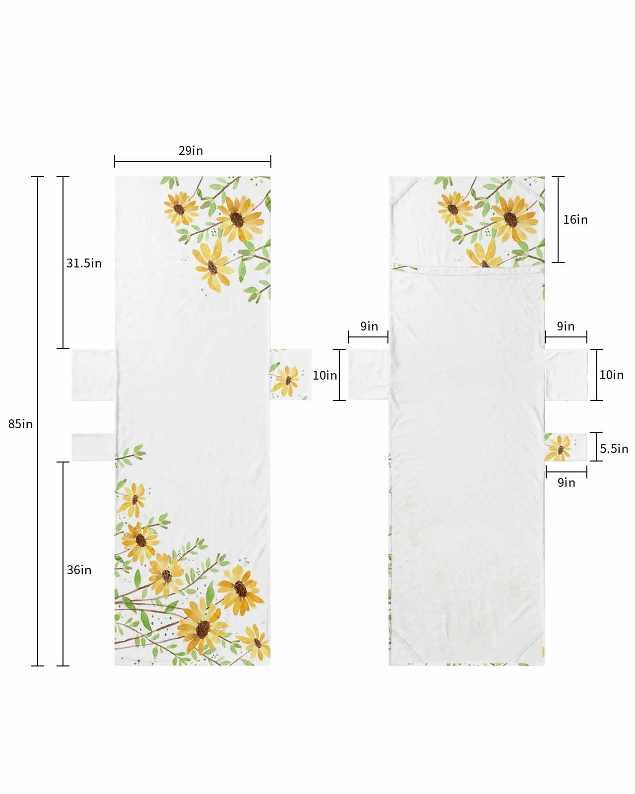 Hand-paint Floral Beach Pool Patio Lounge Chaise Chair Cover Towel With Pockets,Absorbent&Quick Dry Microfiber Towel Cover Bag Summer Travel Accessories for Sunbathing Rural Summer Yellow Daisy Flowrs