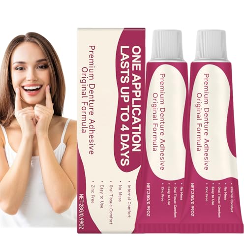 2 PCS Denture Adhesives Comfort Seal for Dentures Extra Strong Hold Up Long Lasting Waterproof False Teeth Adhesive