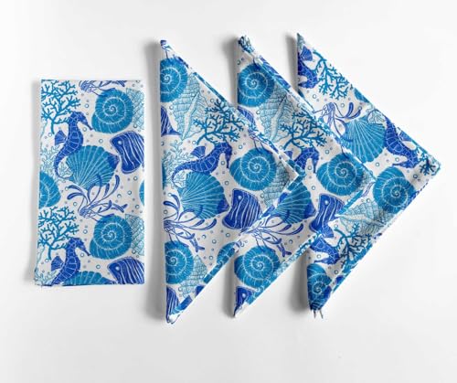 Servilletas de Tela Azul y Blanca de Algodón 20x20 Pulgadas Pack 12 miniatura 1