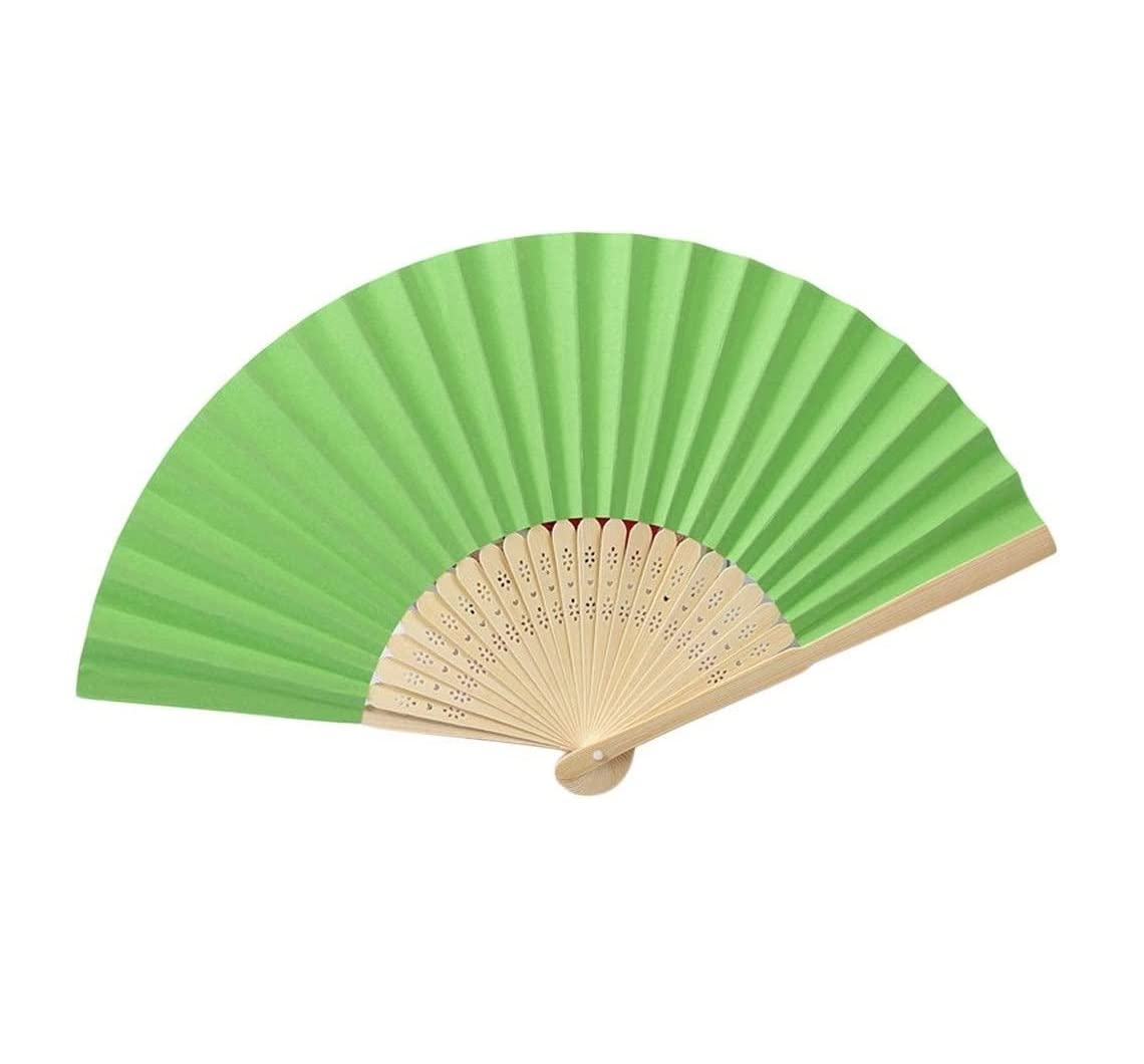 Faltfächer 5 PCS Faltbarer Handfächer Faltbarer Hand-Volltonfarben-Papierfächer Faltbarer Handfächer Handfächer(Grün)