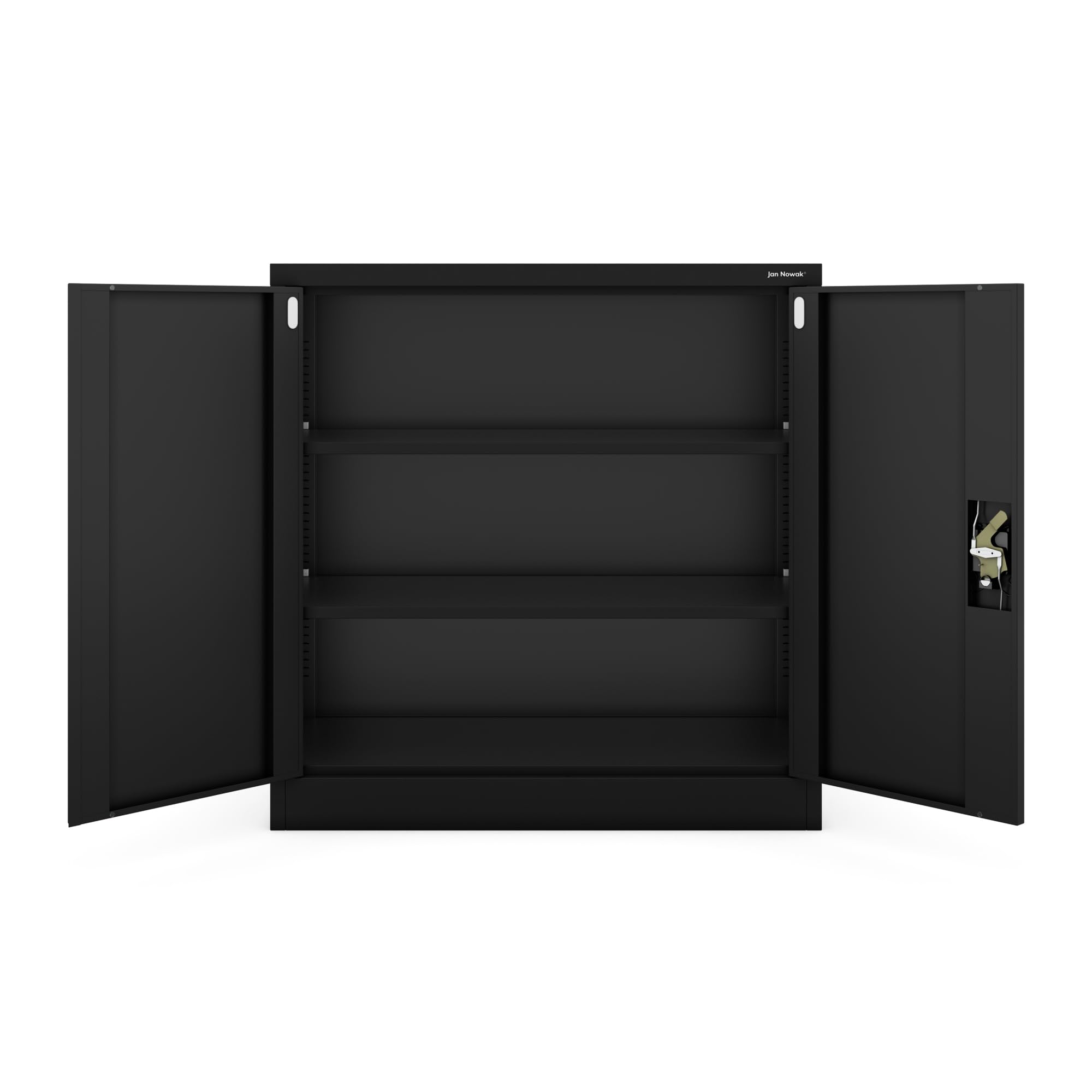 Jan Nowak Armario de Oficina Archivador de Herramientas Metálico 2 Estantes con Recubrimiento de Polvo Se Puede Cerrar 92,5 cm x 90 cm x 40 cm (Negro)