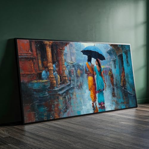 Scène de rue culturelle tableau toile couple traditionnel 30x50