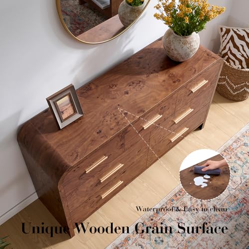 Image of Curved Drawer Dresser for Bedroom with 7 Drawers, 54'' Wide Chest of Drawer