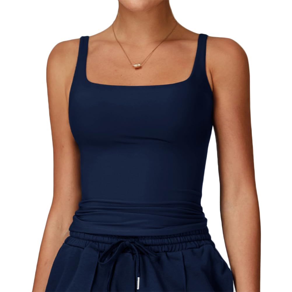 XYFfybhsd Active Wear Women Sleeveless Fitness Shirt Yoga Wear Gym Tank Top(Size:M,Color:Dark Blue)
