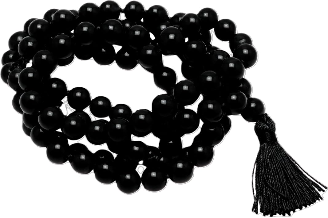 Authentic Black Hakik Mala (108+1 Beads, 8mm) – Certified Natural Black Agate Rosary for Shani & Rahu Puja, Protection, and Meditation – Lab Tested with PGL Certificate-image-23