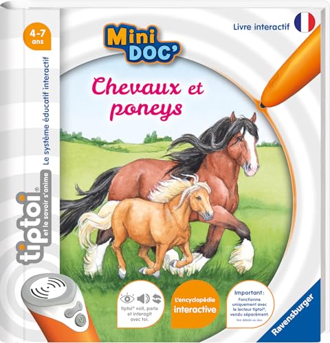 Ravensburger - tiptoi®- Livre interactif - Mini Doc' Les chevaux et poneys - Jeu éducatif électronique, sans écran - A partir de 4 ans - Version française...