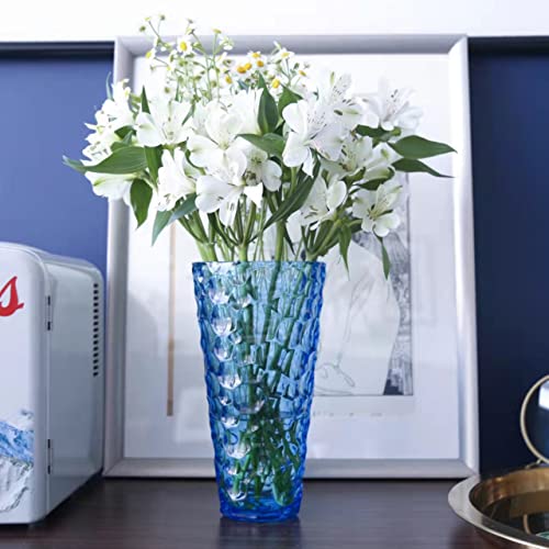 Parlamain Modern Blue Glass Vase, 10'' Tall Bubble-Patterned Decorative Flower Vase for Home Decor, Mantel Display, Dining Table Centerpiece, Living Room, or Office Decoration - Image 4
