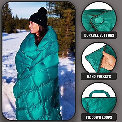 PUFFER WOLF | Extra Large Double Insulated Outdoor Camping Blanket | 2X Puffy, Warm, Packable, Weatherproof, Durable, and Lightweight | Top Quilt for Hiking, Backpacking, Stadium Events, Picnic Use - Image 4