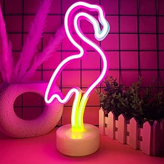 YIVIYAR Flamingo Lights Pink Flamingo Neon Lights Flamingo Lights with Base Neon Light Signs for Bedroom Flamingo Neon Signs Pink Neon Night Light Flamingo Light Signs for Room Bar Party Decoration