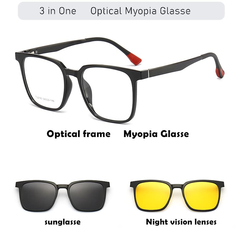 3 in 1 Nearsighted Glasses Magnetic Sunglasses/Night Driving Clip, Myopia Night vision Glasses For Distance3