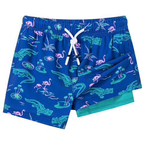 Image of SURF CUZ Boys Swim Trunks with Boxer Brief Liner Toddler Boy Stretch Swimsuit Shorts Quick Dry Swimming Trunks Bathing Suit