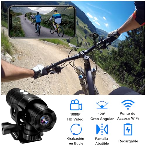Miniatura 2 de Tangmi Camara Deportiva, Wifi Action Cam, 1080p Hd 120 Gran Angular Camara Moto Con Nivelación Automática Del Horizonte Y Batería Grande Para 7 Horas