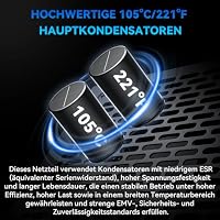 MUSETEX 1000 Watt Netzteil, vollständig modulares ATX-Netzteil mit 12V-2x6-Kabel, ATX 3.1 & PCIe 5.0 Gaming-Netzteil, 105°C-Hauptkondensatoren, leiser 140-mm-Lüfter, Netzteil PC, (Schwarz) (MU1000) – Ansicht 5