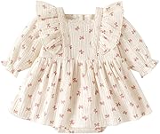 [Baby koi] ベビー服子供服女の子洋服春秋長袖ワンピーススカート付き髪飾りガールズカジュアル普段着ドレス結婚式お宮参り発表会七五三バースデー贈り物ギフト無地ベージュ