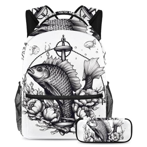 Sac à dos carpe traditionnelle chinoise motif artistique rétro