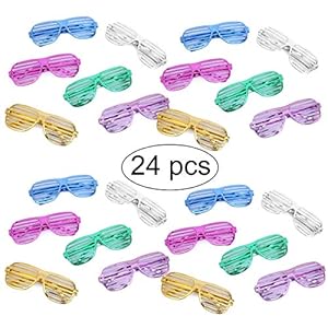 Flanacom Partybrillen, set van 24 in 6 verschillende metallic kleuren, partybril, attenbril, grappige brillen, grappige…